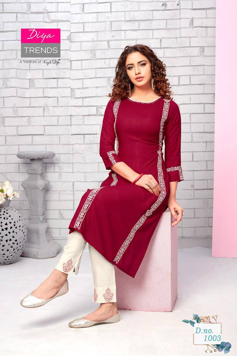Forever Vol-1 Diya Trends Classy Kurti with Pant Pair Forever Vol-1 Diya Trends Classy Kurti with Pant Pair
